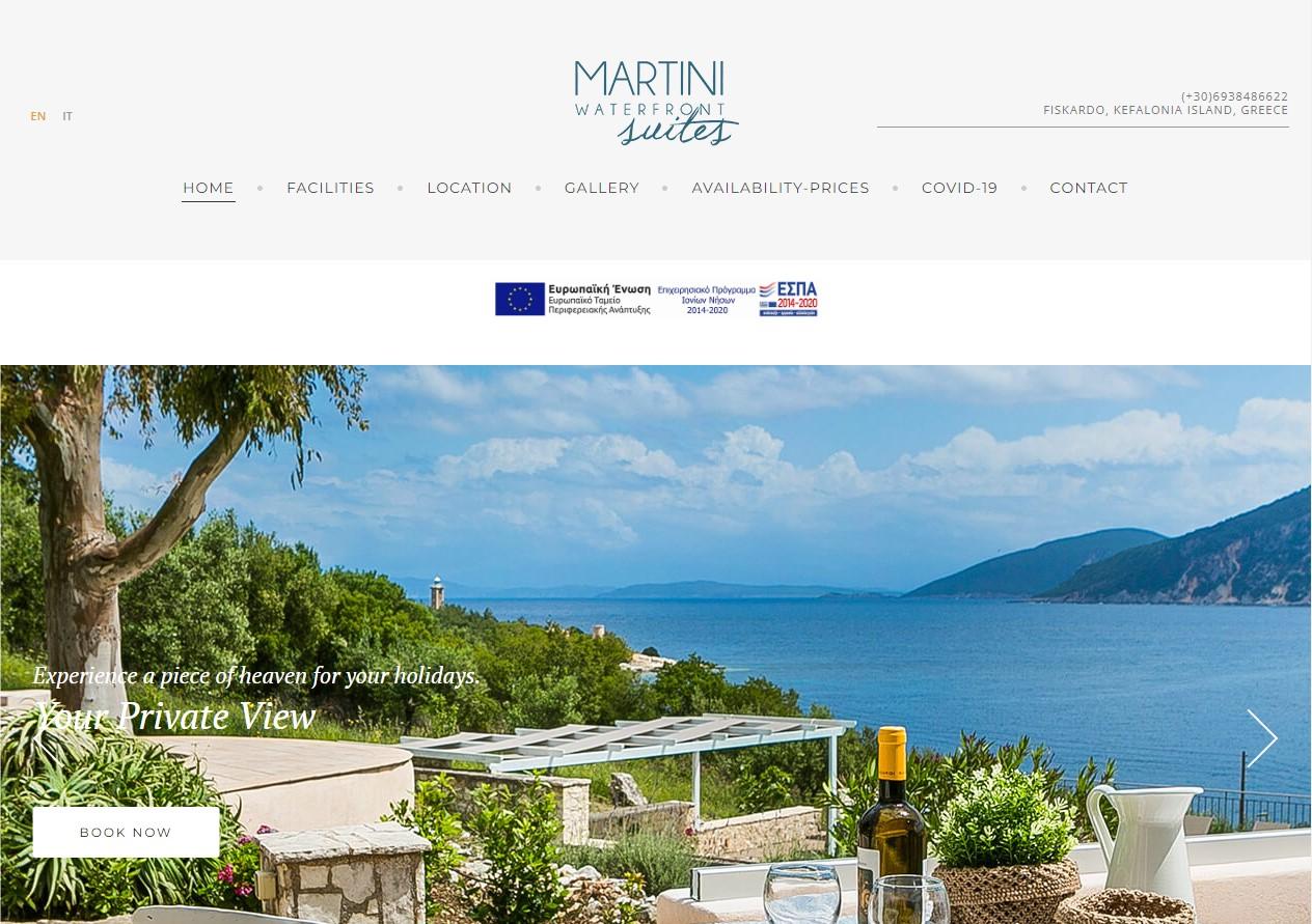 Δημοσίευση Ιστοσελίδας τουριστικών καταλυμάτων Fiskardo Villa Suites (Martini WaterFront)